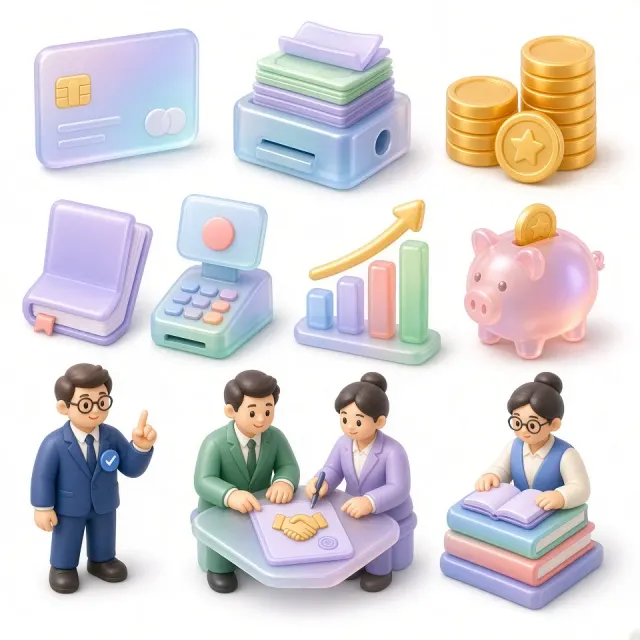 Business image example: Frosted Glass 3D Financial Business Icon Set