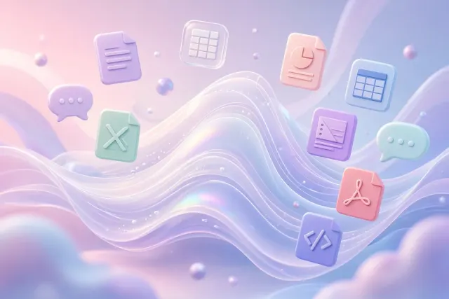 Fluent Style Knowledge Base UI Hero 3D Concept