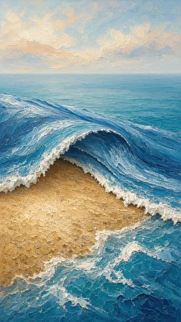 Surrealistic Ocean Lifted Like a Blanket Painting