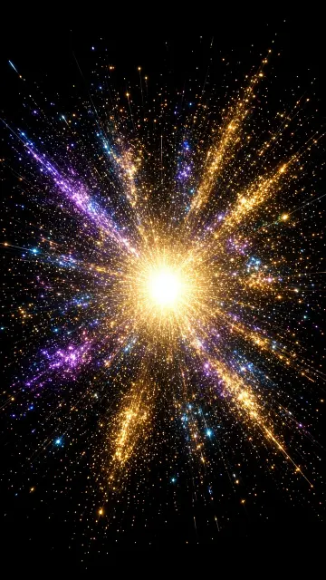 Neon Light image example: Surreal 3D Radiating Luminous Particle Burst