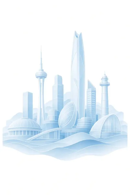 Frosted Glass Texture Dalian Landmarks Vector Illustration