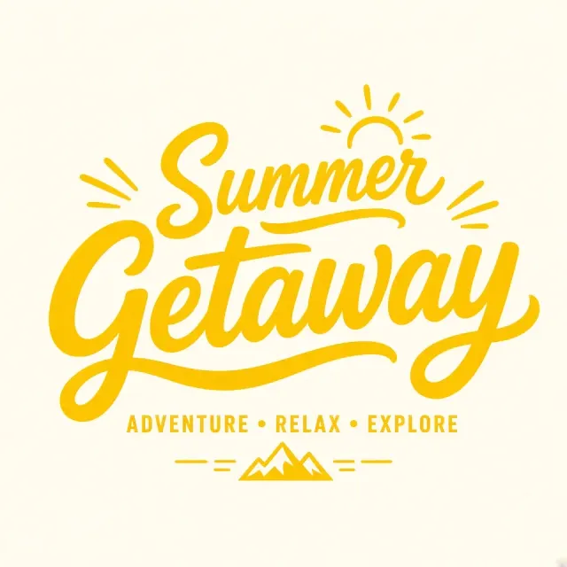 Hand Lettering image example: Summer Getaway Hand-Lettered Bold Yellow Title