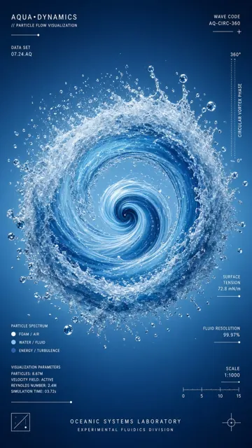 3D Dynamic Particle Ocean Vortex Circular Graphic