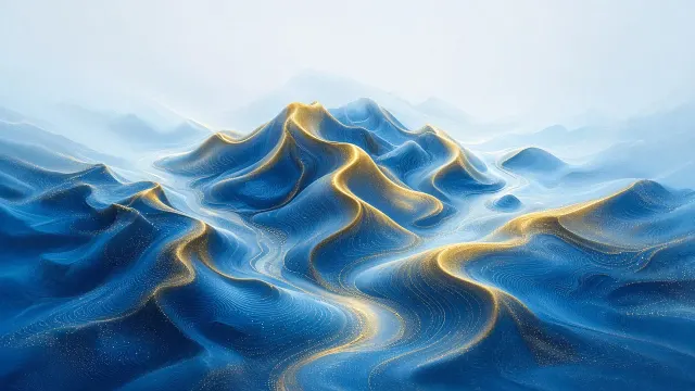 Abstract Digital Reimagining of Vast Mountains and Rivers