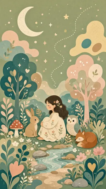 Texture image example: Dreamy Forest Minimalist Whimsical Illustration