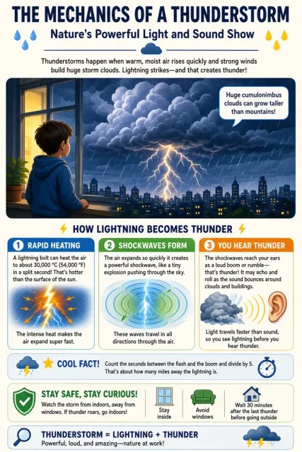 Educational Encyclopedia Thunderstorm Science Illustration