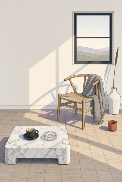 Geometric image example: Minimalist Nordic Living Room Graphic Illustration