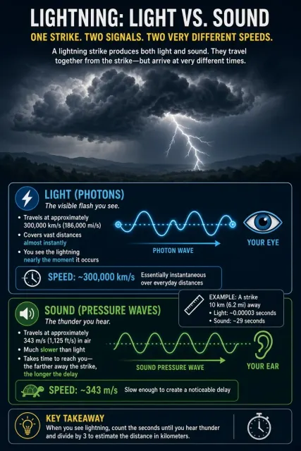 Diagram image example: Speed of Light Versus Sound Educational Infographic