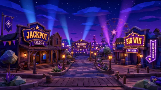 Amusement Park image example: 3D Cartoon Amusement Park Night Slot Game Background