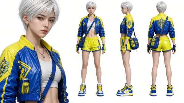 Sportswear image example: Color-Blocked Sportswear Female Model Turnaround
