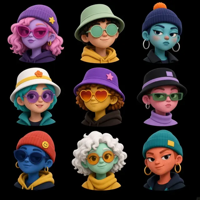 PFP Avatar image example: 3D Cartoon Designer Toy PFP Grid Collection