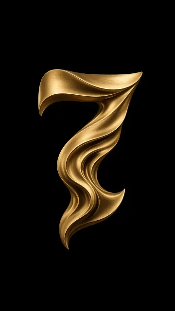 Dark Moody image example: Abstract Golden Fluid Number Seven