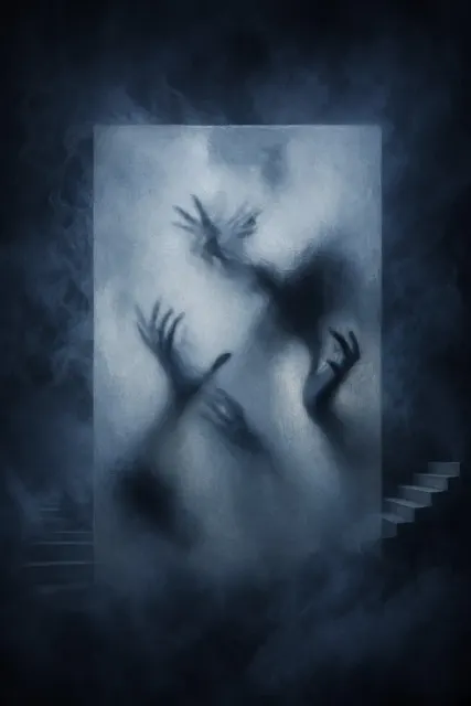Morandi Tone image example: Dreamcore Surreal Blue Toned Illustration