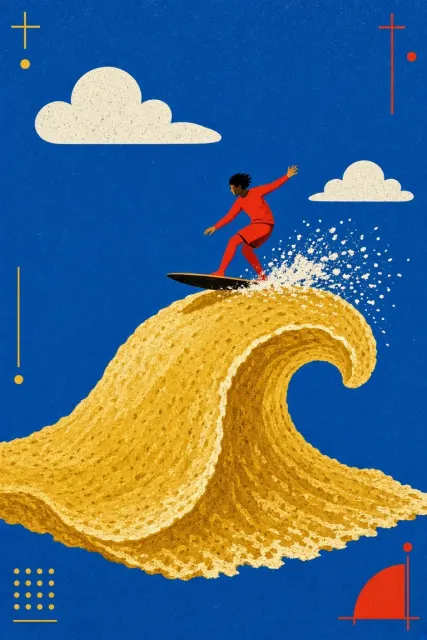 Screenprint image example: Potato Chip Surfer Retro Screenprint Poster