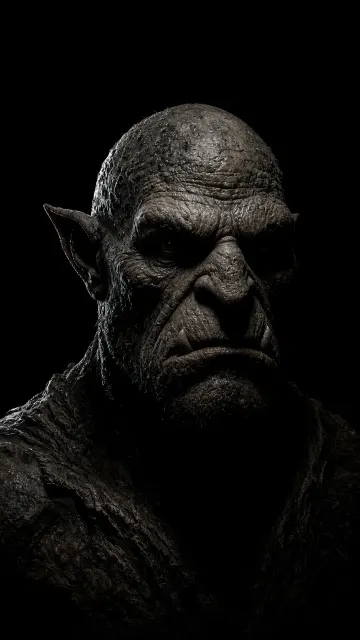 Dark Moody Atmosphere image example: Dark Fantasy Troll Portrait on Black Background
