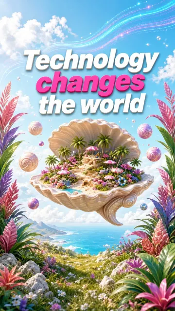Cosmic Fantasy image example: Floating Summer Island Creative Promo Poster