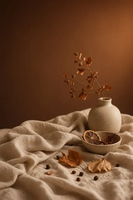 fabric image example: Autumn Beauty Still Life in Warm Soft Light