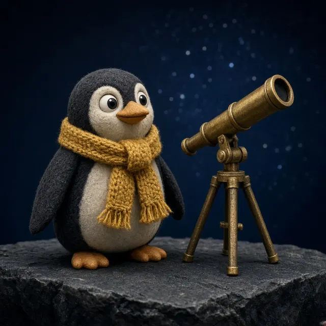 Characters & avatars image example: Penguin stargazer