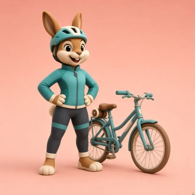 Characters & avatars image example: Rabbit city cyclist