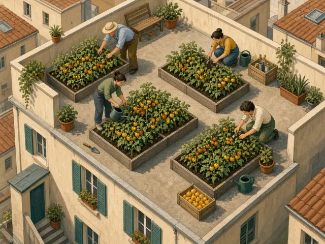 A shared rooftop garden