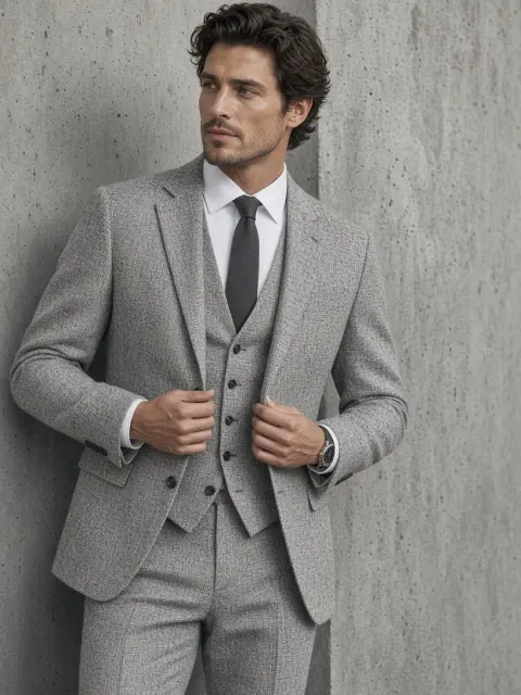 Grey Suit Aesthetic AI Prompt