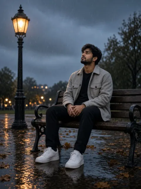 Aesthetic Sad Boy Rain Photo Prompt