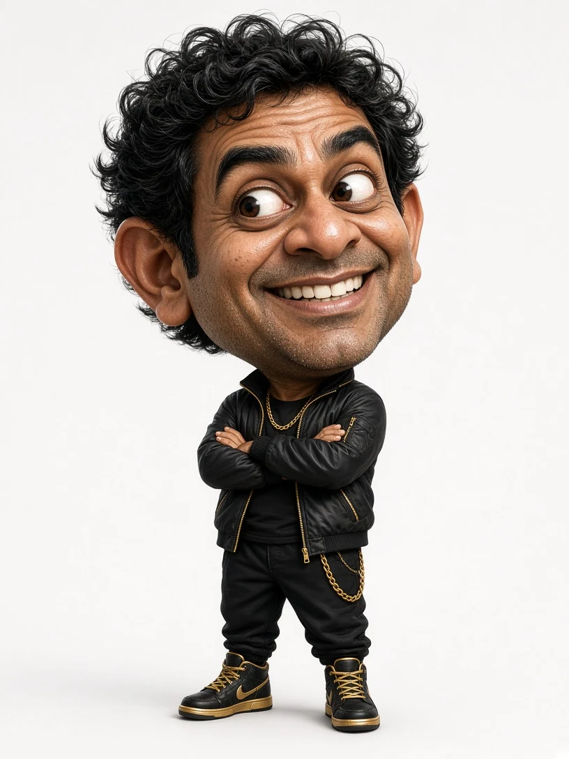 Funny Giant Head Tiny Body Caricature Portrait Prompt