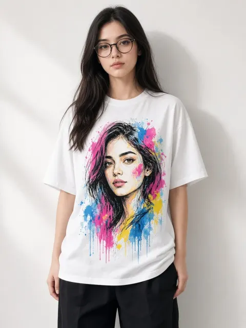 Casual Fashion Portrait with Printed White Tee