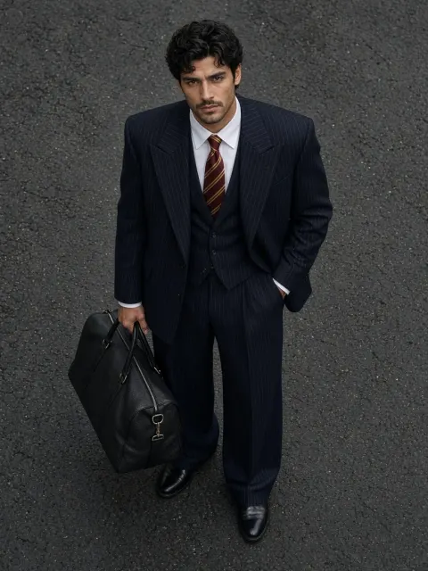 High-Angle Portrait of a Businessman on Asphalt