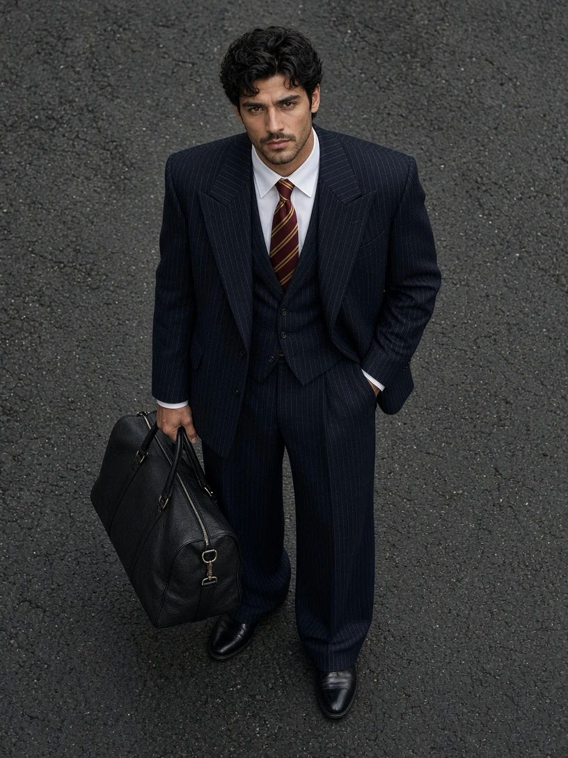 High-Angle Portrait of a Businessman on Asphalt
