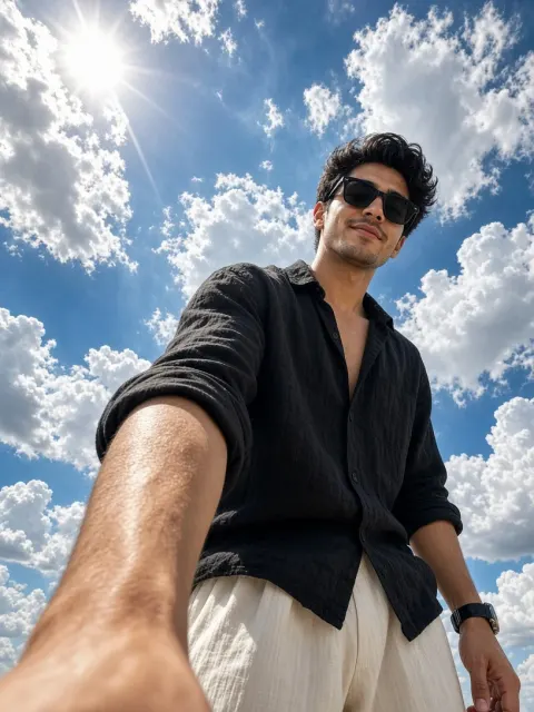 Sunny Sky Selfie Portrait