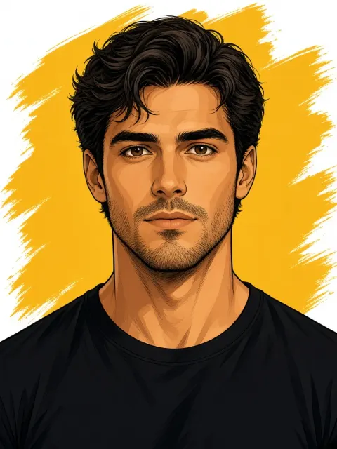 Modern Man Flat Vector Art Portrait