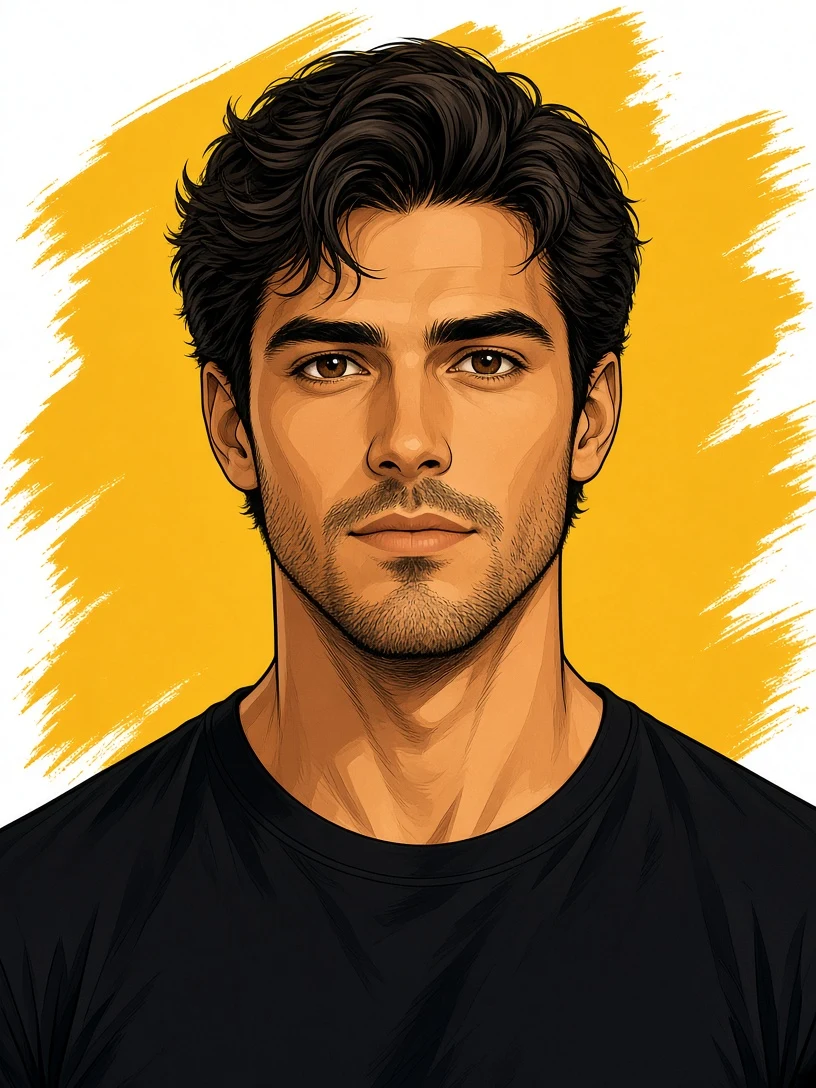Modern Man Flat Vector Art Portrait