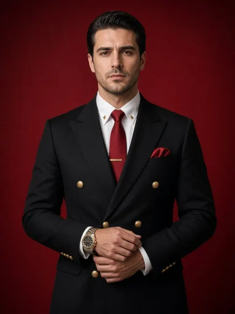 Sartorial Precision in Red