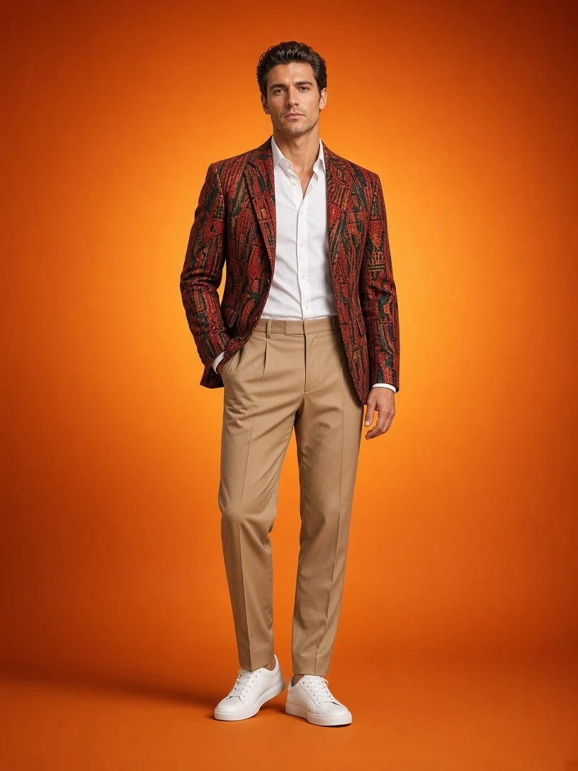 Modern Menswear on Vibrant Orange