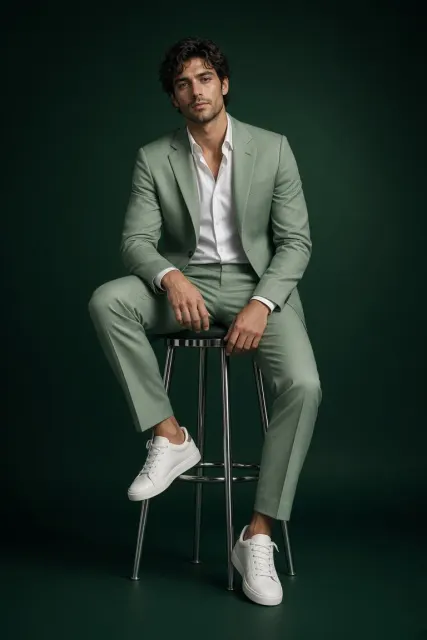 Green Suit Menswear Photoshoot AI Prompt