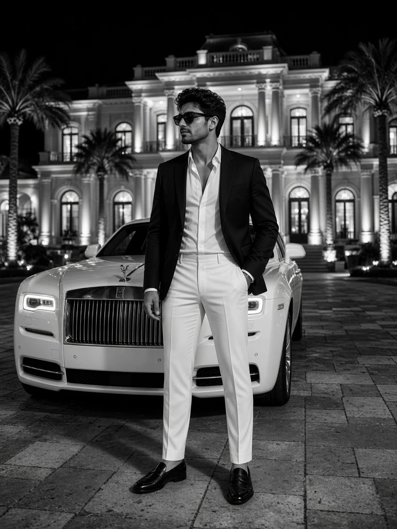 Monochrome Portrait of Wealth and Success