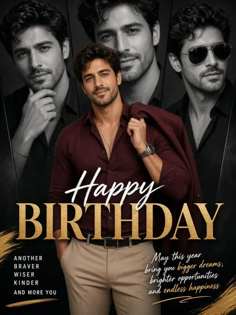Boy Luxury Birthday Collage Poster AI Prompt