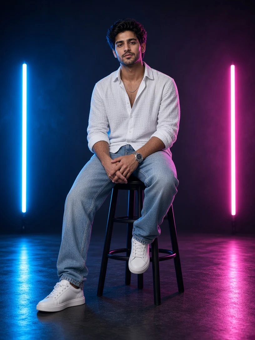 Moody Neon Studio Photography of a Man