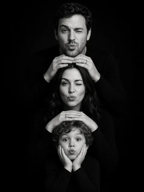 Dramatic Black and White Family Photo Prompt