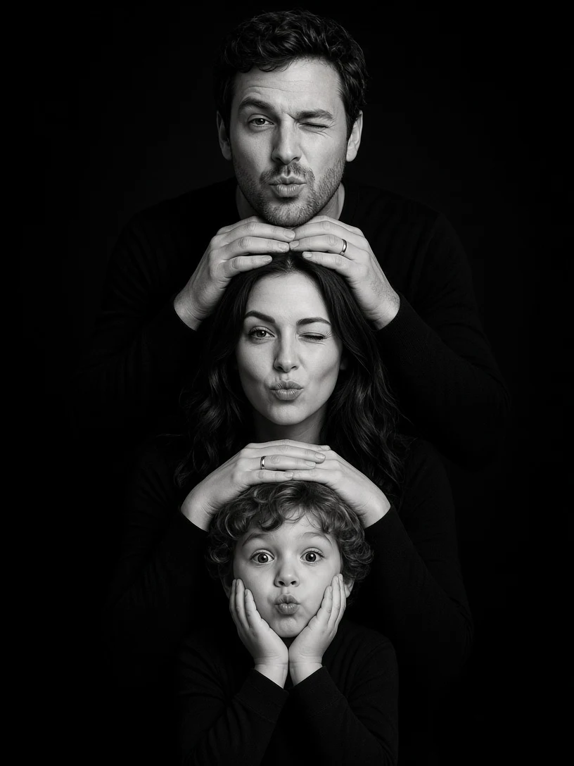 Dramatic Black and White Family Photo Prompt