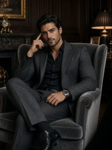 Professional Boss in Dark Wood Room