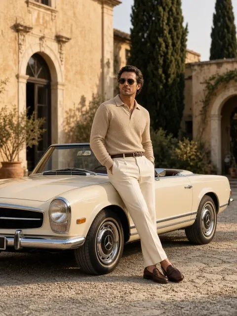 Stylish Gentleman with Vintage Car