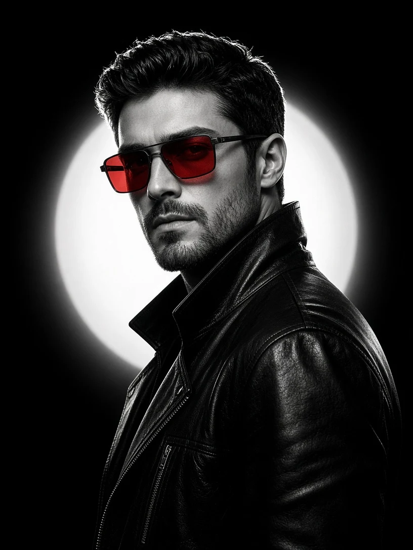 Moody Studio Portrait of Man with Halo Light