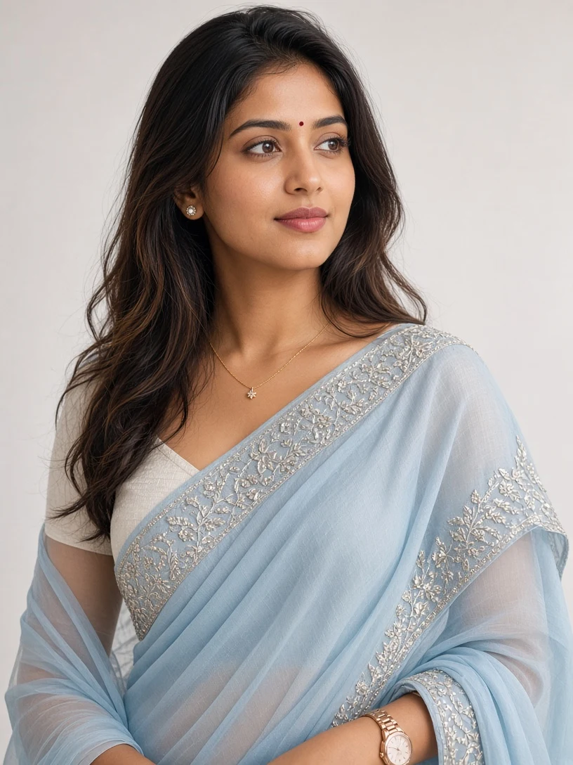Girl in blue Saree