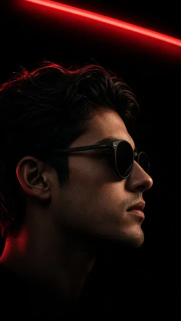 Red Neon Side Profile Portrait AI Prompt