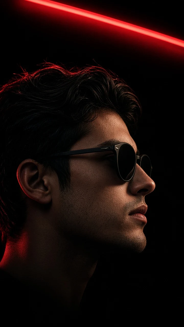 Red Neon Side Profile Portrait AI Prompt