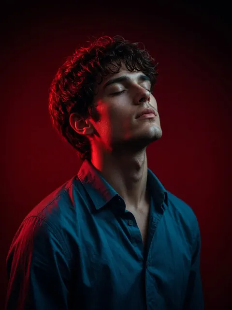 Calm Man Dramatic Lighting Portrait