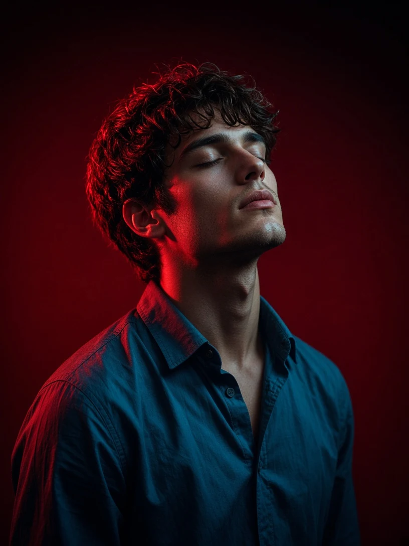 Calm Man Dramatic Lighting Portrait