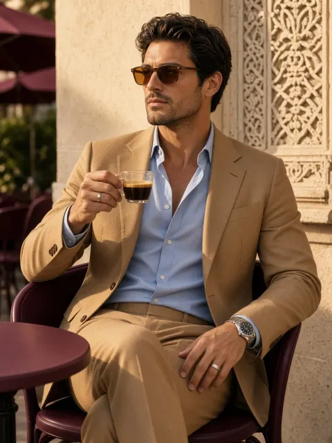 Modern Gentleman Enjoying Morning Espresso
